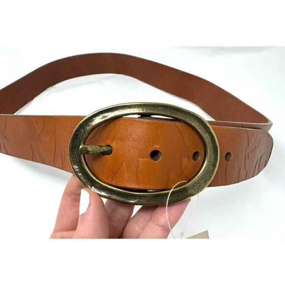Coldwater Creek Sz L GENUINE Leather Embossed Elephant Safari Brown Belt NWT NEW main image 9